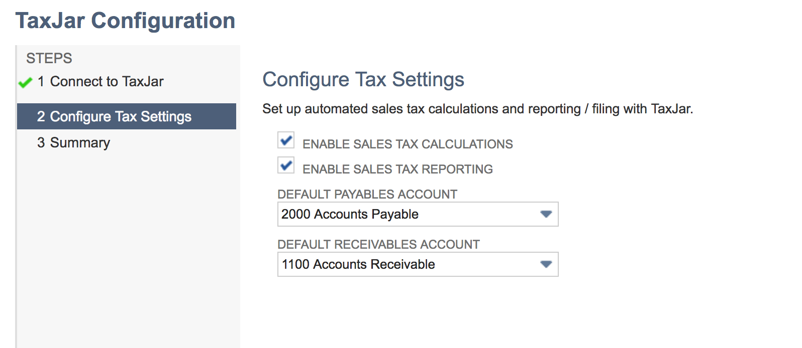 TaxJar Configuration