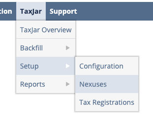 TaxJar Nexus Dropdown