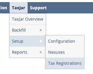 TaxJar Subsidiaries Dropdown
