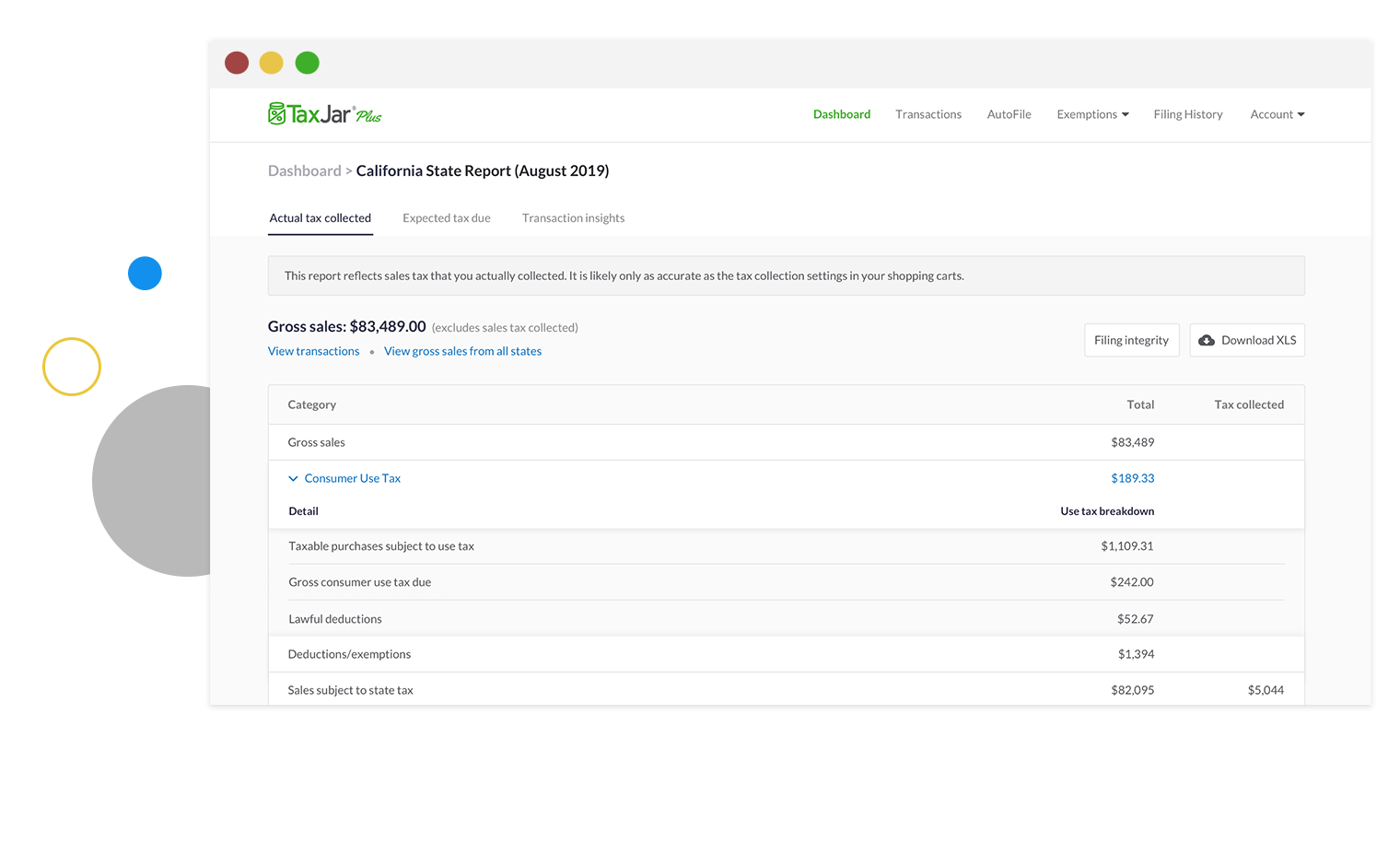 Reporting Screenshot TaxJar Plus